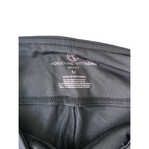ADRIENNE VITTADINI Black Mesh Panel Capri Workout Pants Sz M NEW - Picture 5 of 7